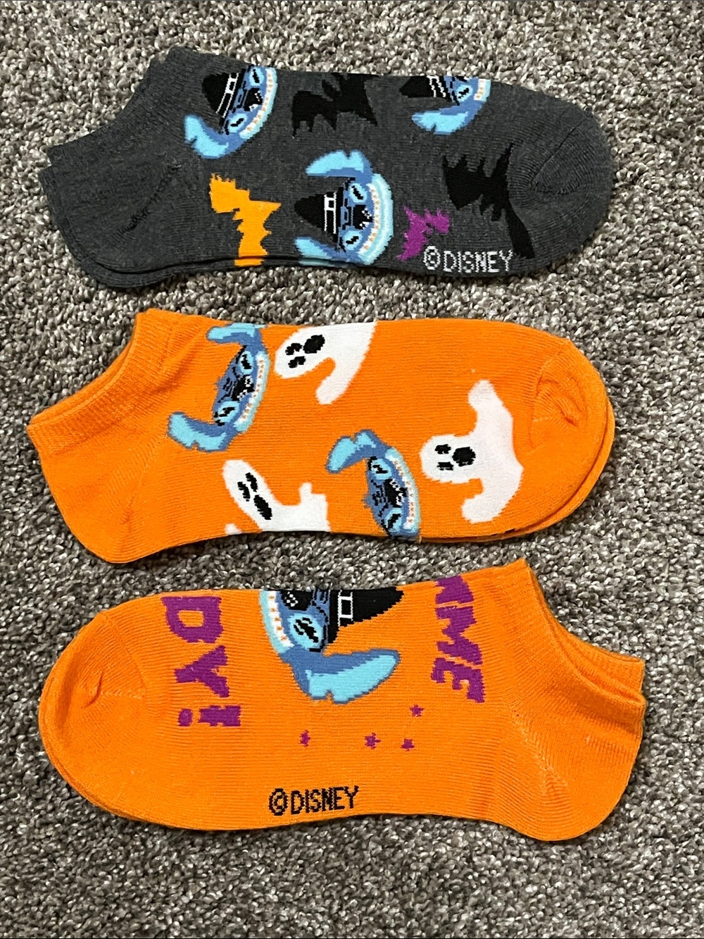 Disney Stitch Halloween No Show Socks 3 Pairs